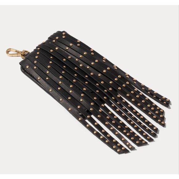 Nip/nib/nwt bandolier add on black & gold studded fringe magnetic wallet remi - Picture 1 of 5